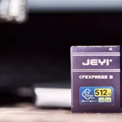 Karta pamięci JEYI CFexpress B 512 GB, gotowa do zapisu 120p RAW.