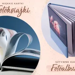 Miękkie kartki fotoksiążki tworzą serce, a sztywne karty fotoalbumu prezentują zdjęcie noworodka.