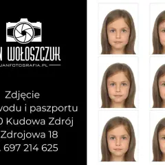 Sześć identycznych zdjęć dziewczynki, idealnych jako rozdzielczość zdjęcia do dowodu. Jan Wołoszczuk, Kudowa Zdrój.