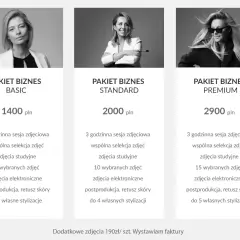 foto-panek cennik: Pakiet Basic (1400 zł), Standard (2000 zł) i Premium (2900 zł) dla sesji biznesowych.