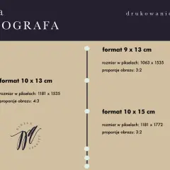Ściąga fotografa: cewe formaty zdjęć 9x13 cm (3:2), 10x13 cm (4:3) i 10x15 cm (3:2) z rozmiarem w pikselach.