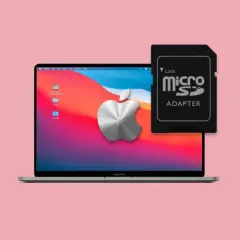 MacBook z kartą Micro SD Adapter. Dowiedz się, jak odzyskać zdjęcia z karty pamięci w telefonie.