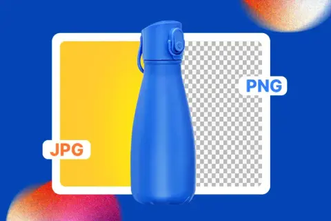 Niebieska butelka na tle JPG i PNG. Proces szparowania zdjęć pozwala na oddzielenie obiektu od tła.