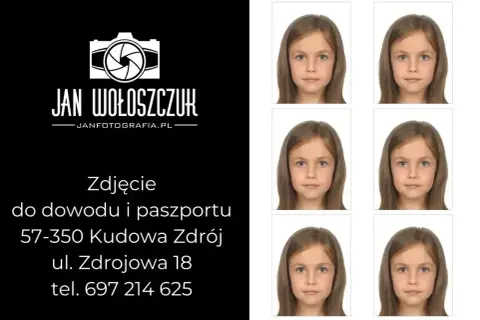 Sześć identycznych zdjęć dziewczynki, idealnych jako rozdzielczość zdjęcia do dowodu. Jan Wołoszczuk, Kudowa Zdrój.