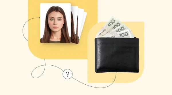 Zdjęcie do dowodu i portfel z pieniędzmi. Zastanawiasz się, ile kosztuje zdjęcie do dowodu?