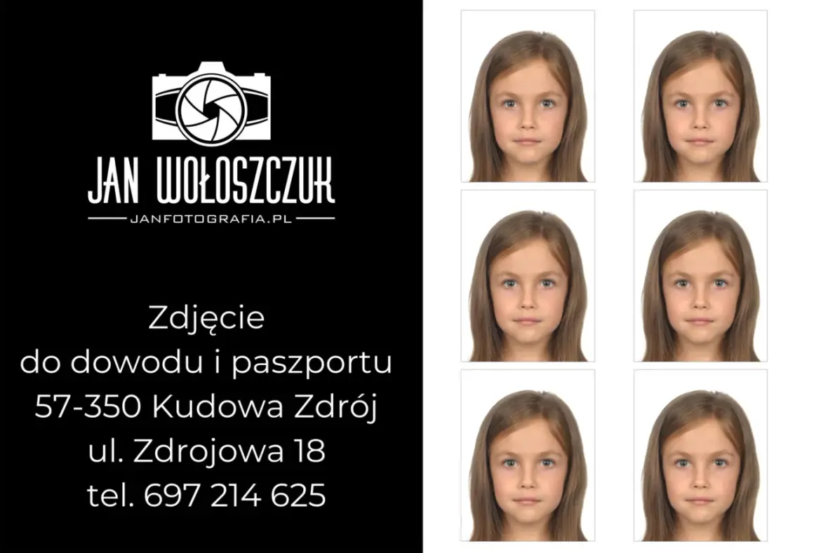 Zdjęcie do dowodu i paszportu dziewczynki. Jan Wołoszczuk, Kudowa Zdrój.