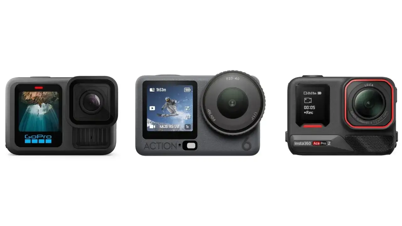 Trzy kamery sportowe: GoPro, DJI Action 6 i Insta360 Ace Pro 2. Ranking kamer sportowych w akcji.
