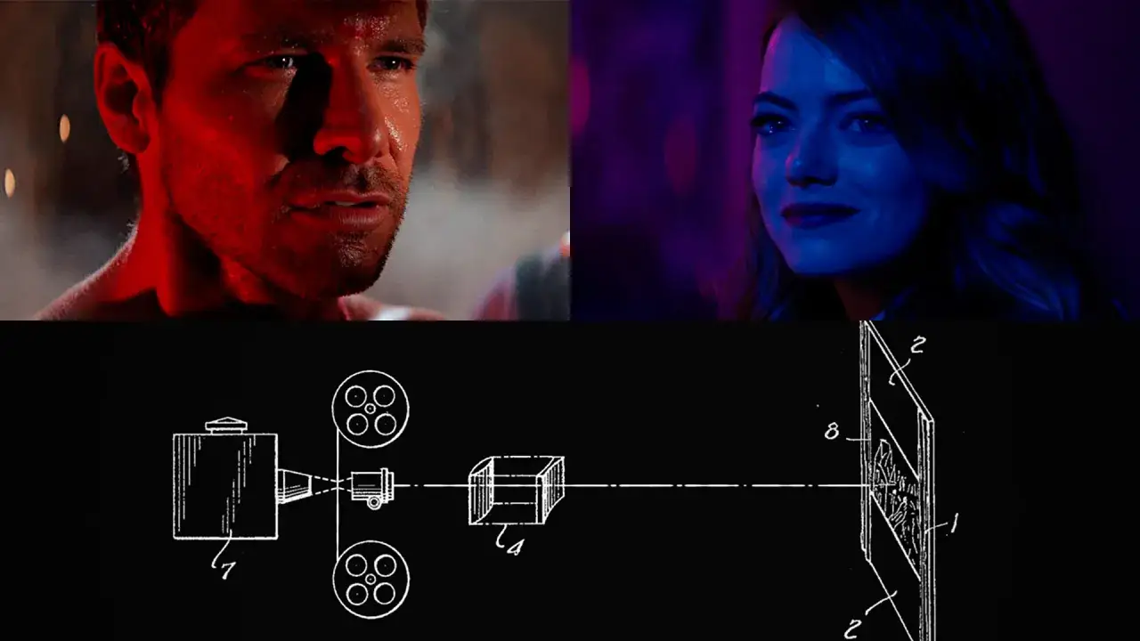Fragmenty filmów i schemat wyjaśniający, obiektyw anamorficzny co to jest i jak działa.
