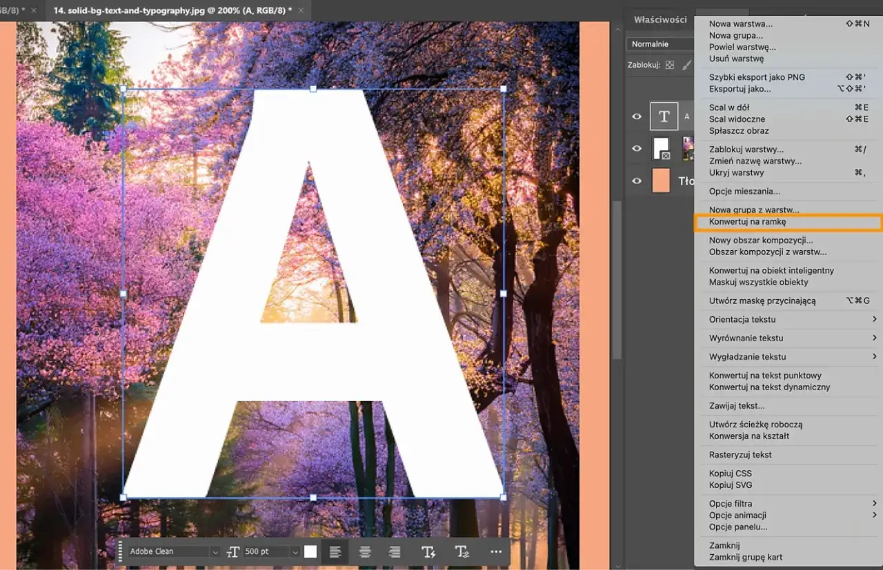 Panel Znak i Akapit Photoshop