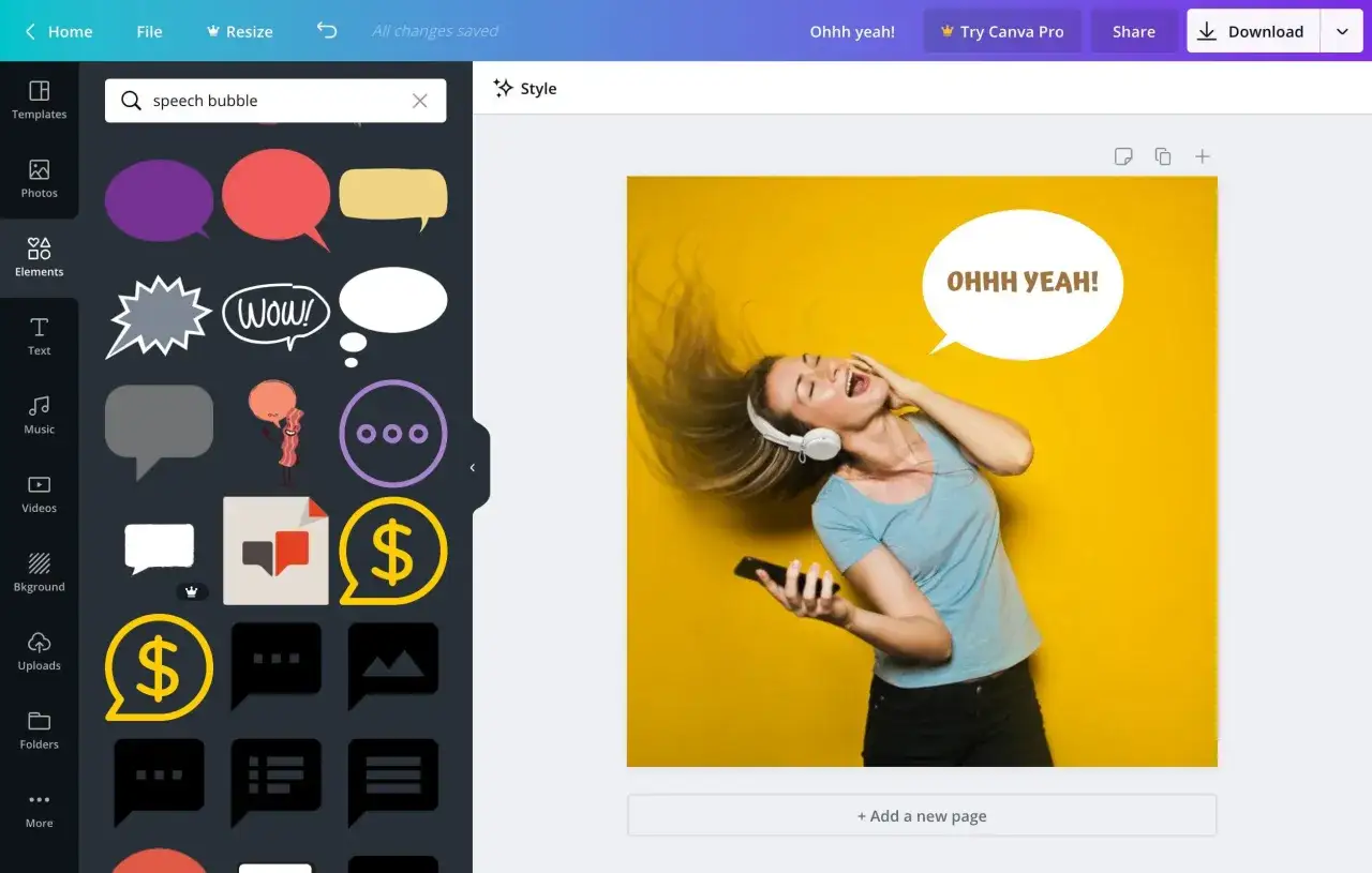 Canva jak dodać napis do zdjęcia screen