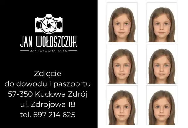Sześć identycznych zdjęć dziewczynki, idealnych jako rozdzielczość zdjęcia do dowodu. Jan Wołoszczuk, Kudowa Zdrój.