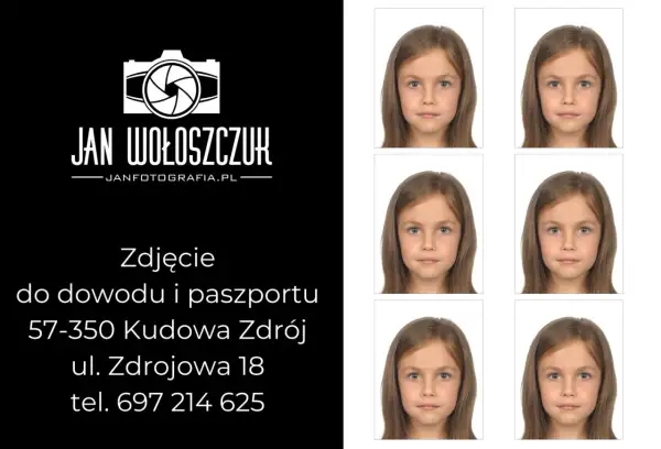 Zdjęcie do dowodu i paszportu dziewczynki. Jan Wołoszczuk, Kudowa Zdrój.